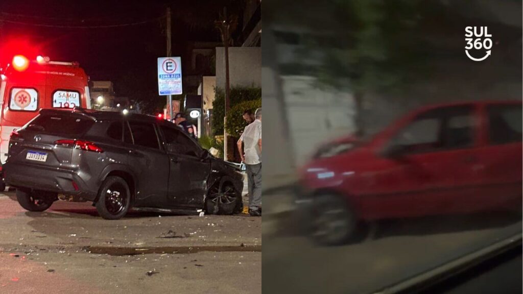 Acidente de trânsito deixa dois veículos destruídos no Centro de Camaquã