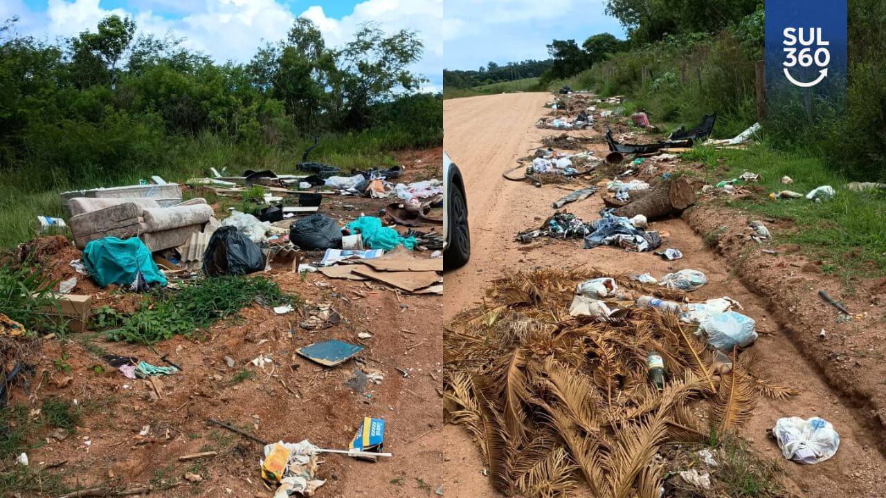 Moradores descartam lixo na estrada do Aterro Sanitário de Camaquã