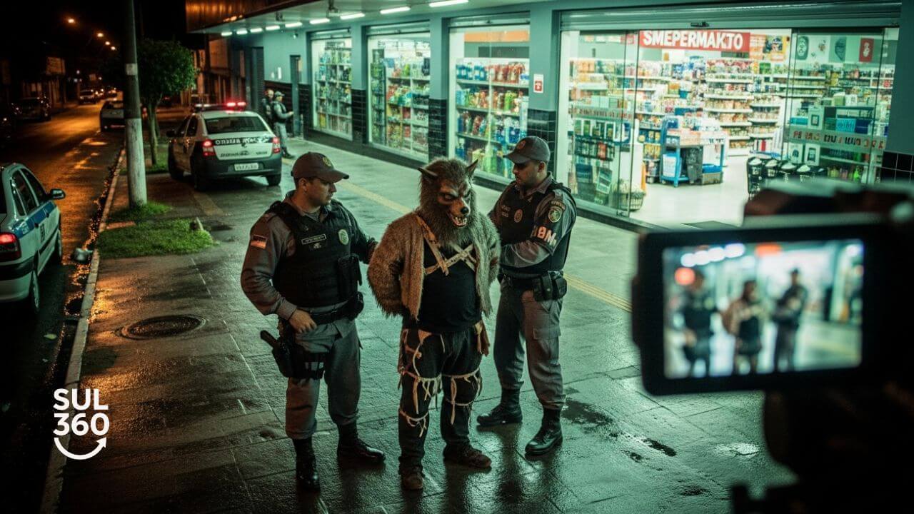 Homem é preso em Guaíba após assustar moradores fantasiado de lobisomem