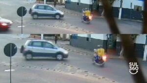 Acidente deixa motociclista ferido no Centro de Camaquã; veja o vídeo