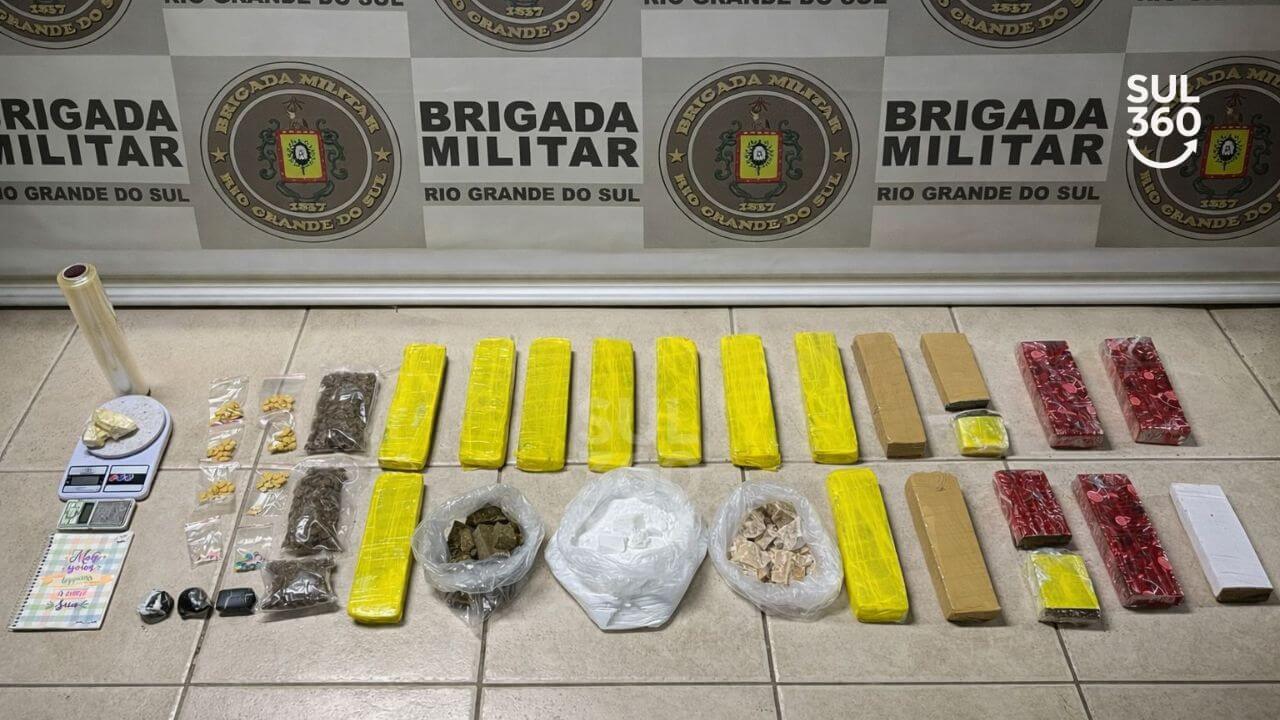 Brigada Militar apreende grande quantidade de drogas no bairro Viégas, em Camaquã