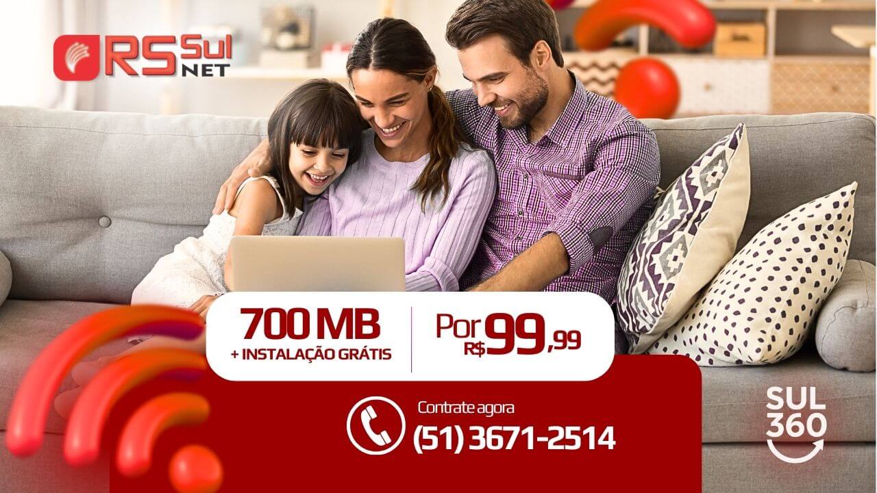 Promoção da RS Sul Net na região de Camaquã traz 700mb por R$99,90