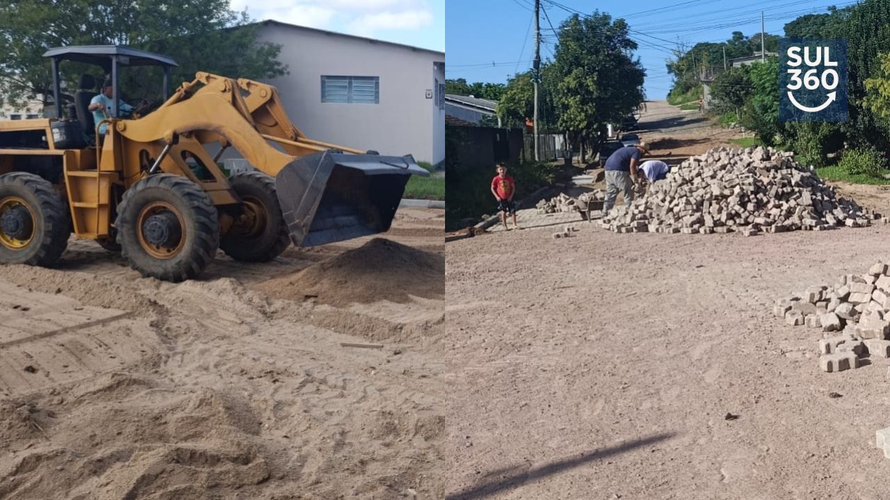 Secretaria de Infraestrutura Urbana avança com obras de calçamento nos bairros Olaria e Bom Sucesso em Camaquã