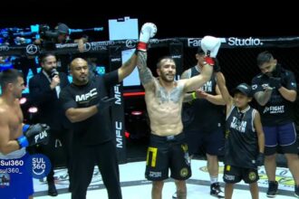 Camaquense Maicon Miler, o Birolho, vence mais uma luta no boxe profissional no MFC5
