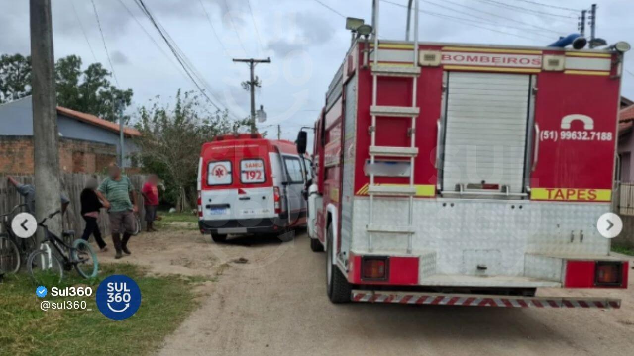 Incêndio atinge residência em Tapes e morador é socorrido após inalar fumaça