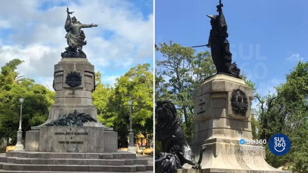Praça Almirante Tamandaré e o monumento para Bento Gonçalves