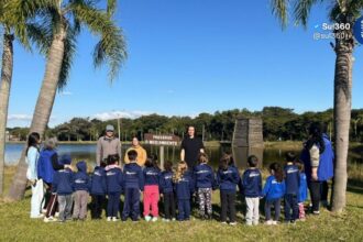 Prefeitura acompanha plantio de árvores nativas com alunos do Sesquinho em Camaquã