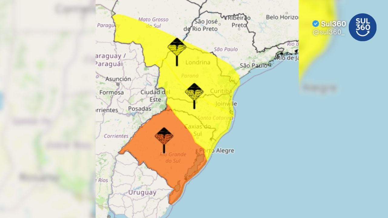 Frente fria traz risco de tempestades e queda de temperatura no RS