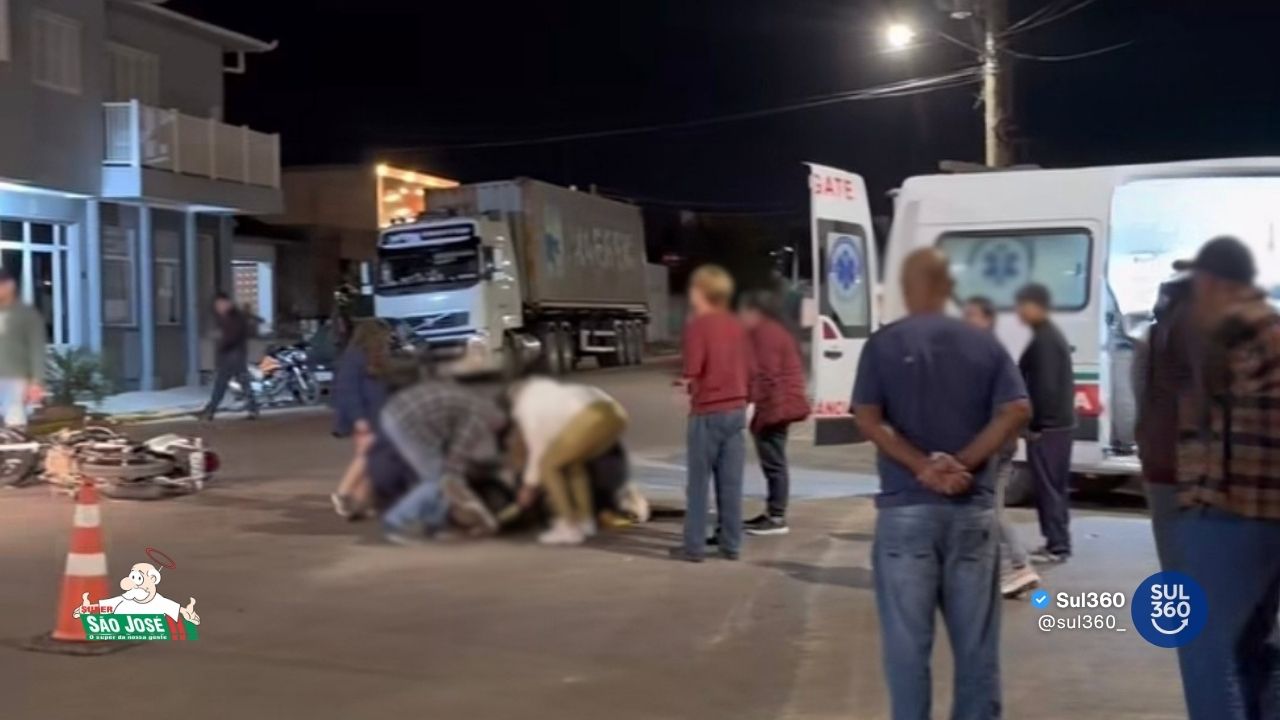 Acidente deixa motociclista ferido no Centro de Camaquã