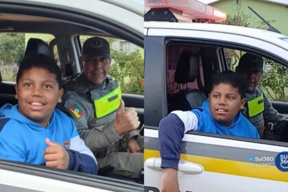 Brigada Militar realiza visita especial para "pequeno fã" em São Lourenço do Sul
