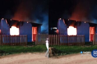 Incêndio destrói residência no Centro de Cristal