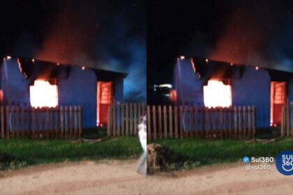 Incêndio destrói residência no Centro de Cristal