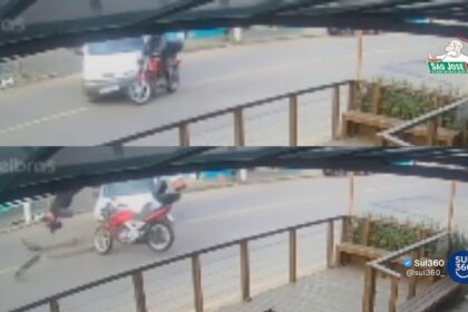 Motorista faz conversão no meio da quadra e corta a frente de motoboy em Camaquã