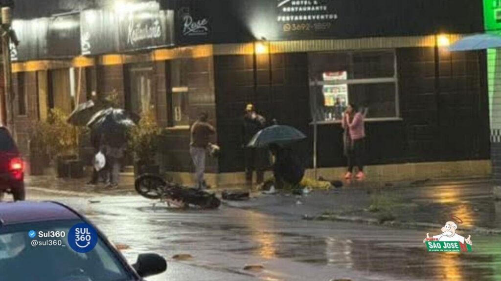 Acidente com motociclista no Centro de Camaquã