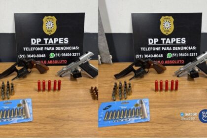 Homem de 62 anos é flagrado com armas e munição irregular em Tapes